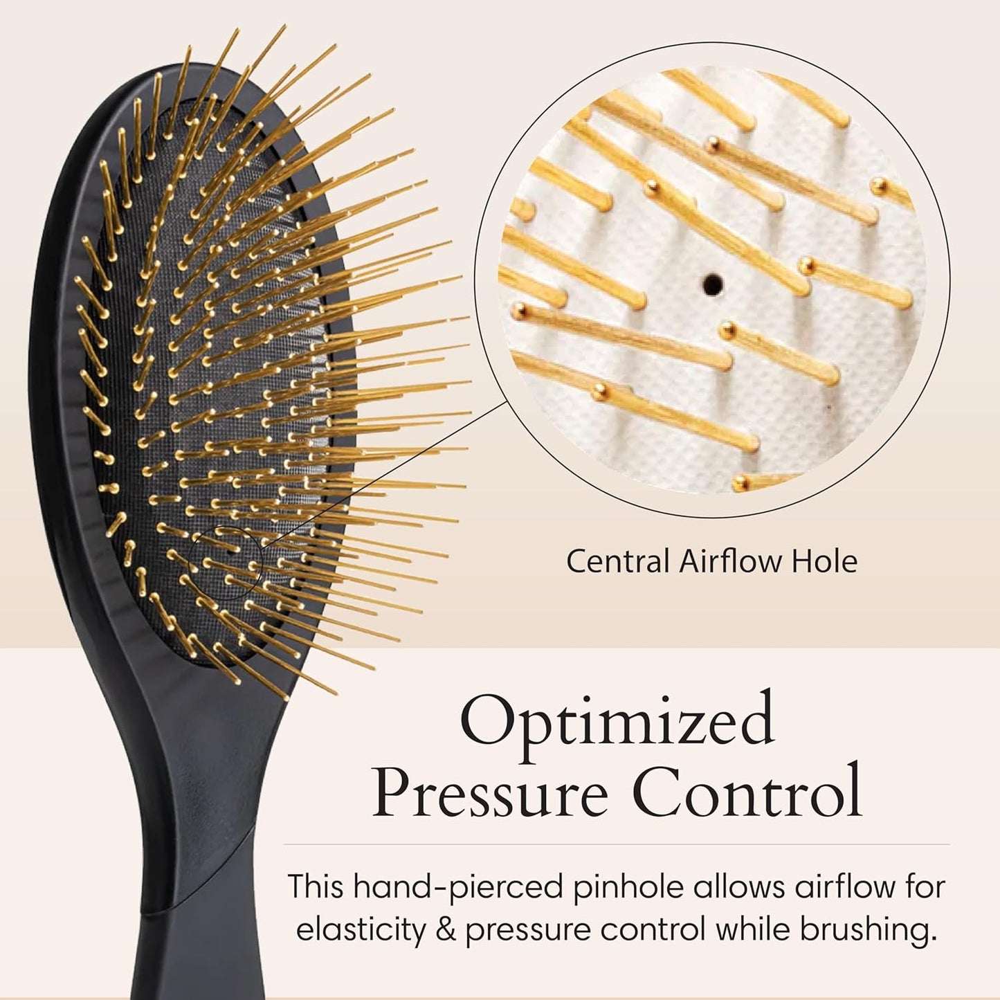 Snow Fox Skincare Gua Sha Hair Brush - Black Edition | Scalp Massage Comb with Gold-Plated Bristles for Healthy Hair