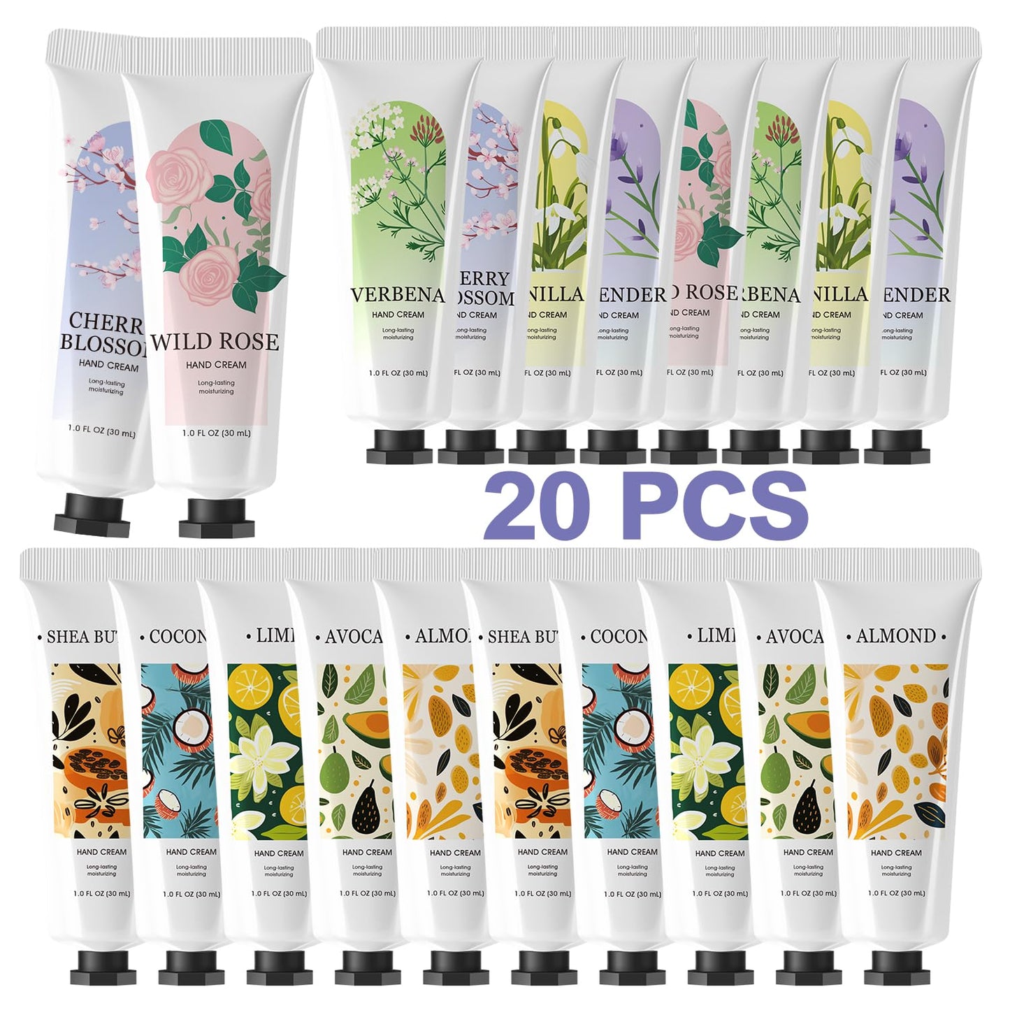 Spa Luxetique Hand Cream Set - 20 Pack Travel Size Mini Lotions for Dry Hands | Perfect Gifts for Moms & Bridesmaids (1.0 oz Each)