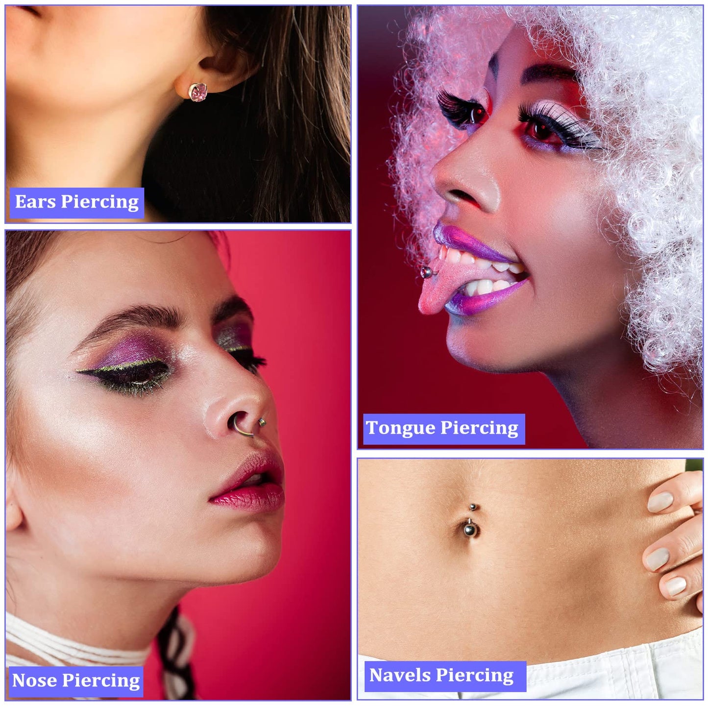 Chumia 157 Pcs Stainless Steel Body Ear Piercing Gun Tool Set, 6 Pairs Studs 98 Earrings 22 Nose Studs Nose Navel Piercing Machines for for Salon Home