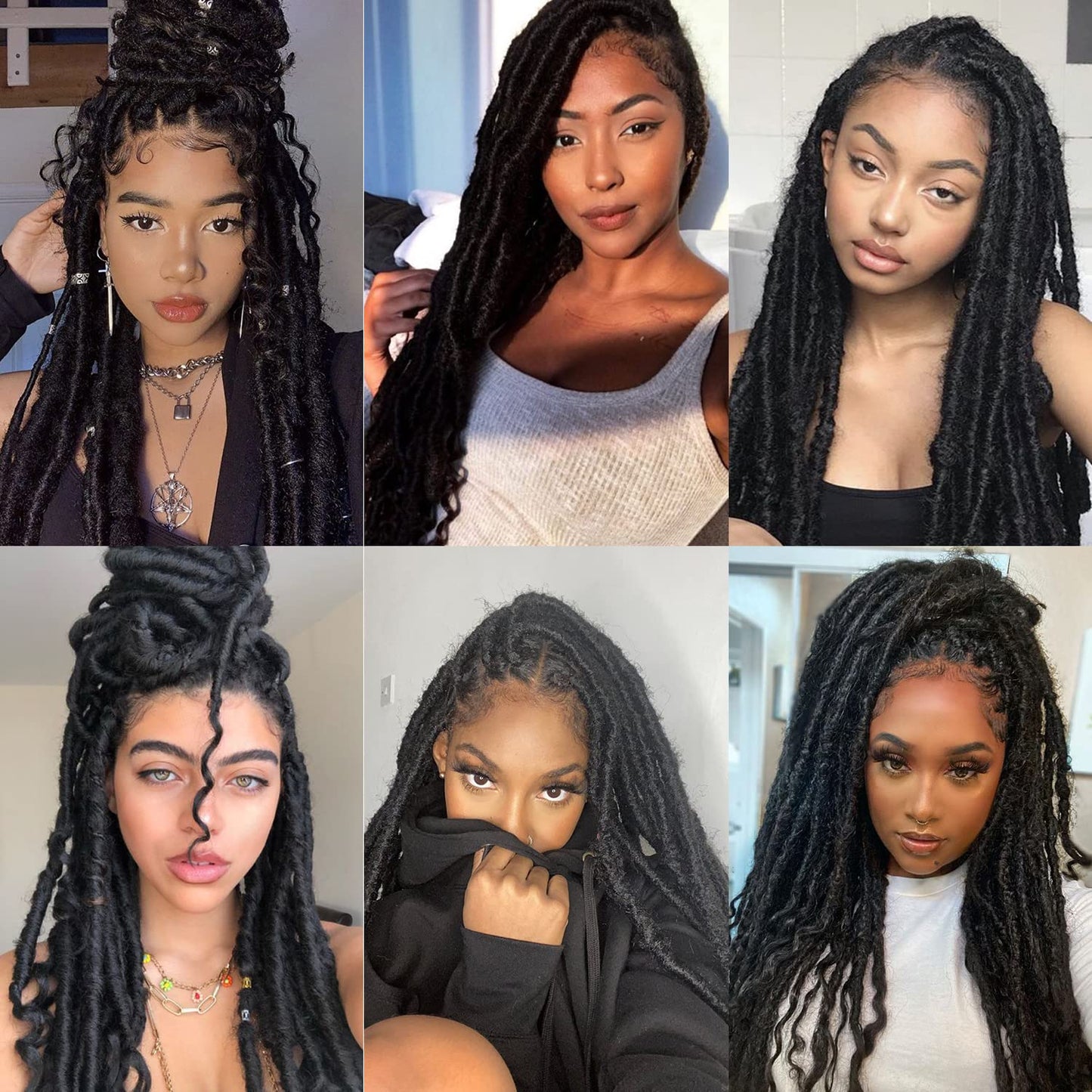 Goddess Locs Crochet Hair 6 Packs 18 Inch Straight Faux Locs Crochet Hair for Black Women, Crochet Pre-Looped Curly Hair Soft Faux Locs Synthetic Braiding Hair Extensions (18 Inch, 6 Packs, 1B#)