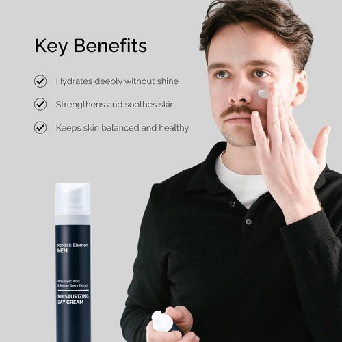 Nordisk Element Men’s Moisturizing Day Cream - Deep Hydration Face Moisturizer with Hyaluronic Acid & Rowan Berry | Lightweight, Non-Greasy, Vegan, 1.7oz