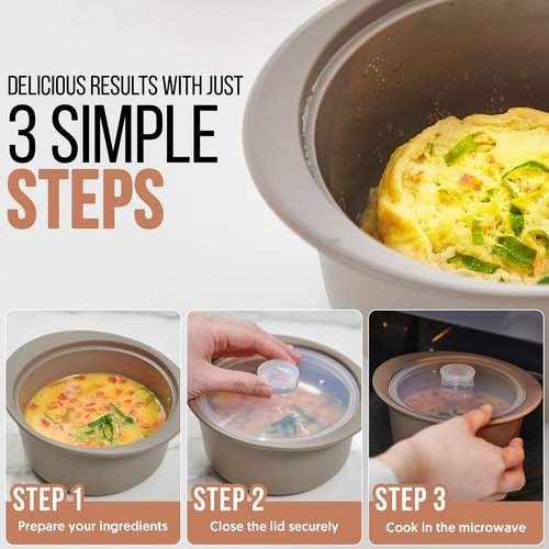 Platinum Silicone Microwave Steamer Pot - 27oz Heat-Resistant Cooker with Handle & Lid | Easy Clean, Dry Rose