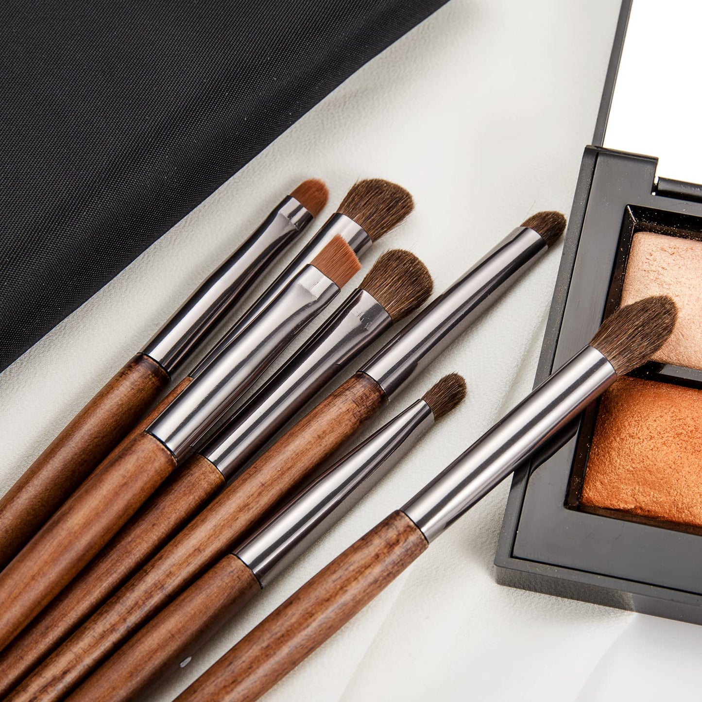 ENZO KEN Natural Pony Hair Eye Shadow Brush Set, Small Eyeshadow Brushes Set, Eye Makeup Brushes Set Professional, Small Nose Contour Brush, Angled Eyeshadow Brush, Eye Brush, Eyeshadow Blending Brush