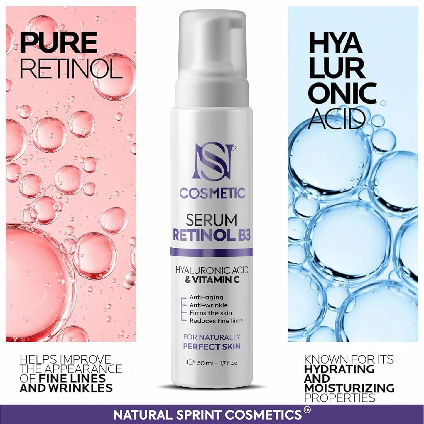 Skiennix Anti-Aging Face Serum - Retinol, Vitamin C & Hyaluronic Acid for Deep Hydration | 50 ml
