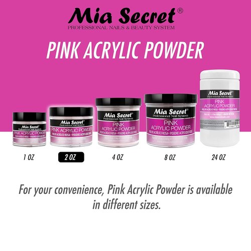 Mia Secret Pink Acrylic Powder - Professional Nail System for Strong, Long-Lasting Nails | 2 OZ
