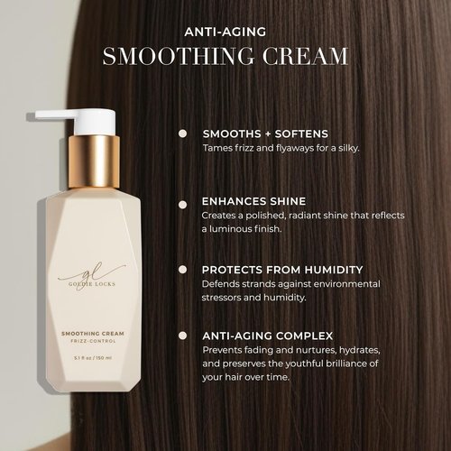 Goldie Locks Anti-Frizz Smoothing Cream - Moisturizes & Boosts Softness - Frizz Control for Shine - 5.1 fl oz