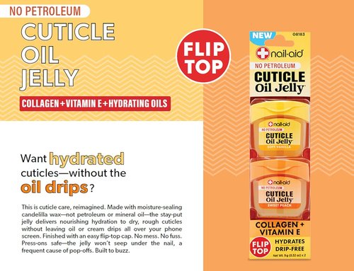 Nail-Aid Cuticle Oil Jelly - Non-Drip Treatment for Dry Cuticles & Hangnails | Collagen & Vitamin E