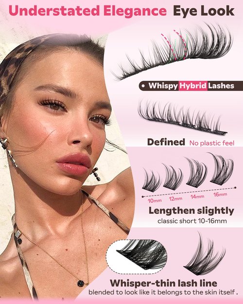 Goddvenus Lash Clusters Kit Wispy Cluster Eyelash Extensions Kit Natural DIY Lash Extension Kit 10-16mm Eyelashes Clusters 180pcs C Curl Individual Lashes Cluster Eyelash (No Tweezers)