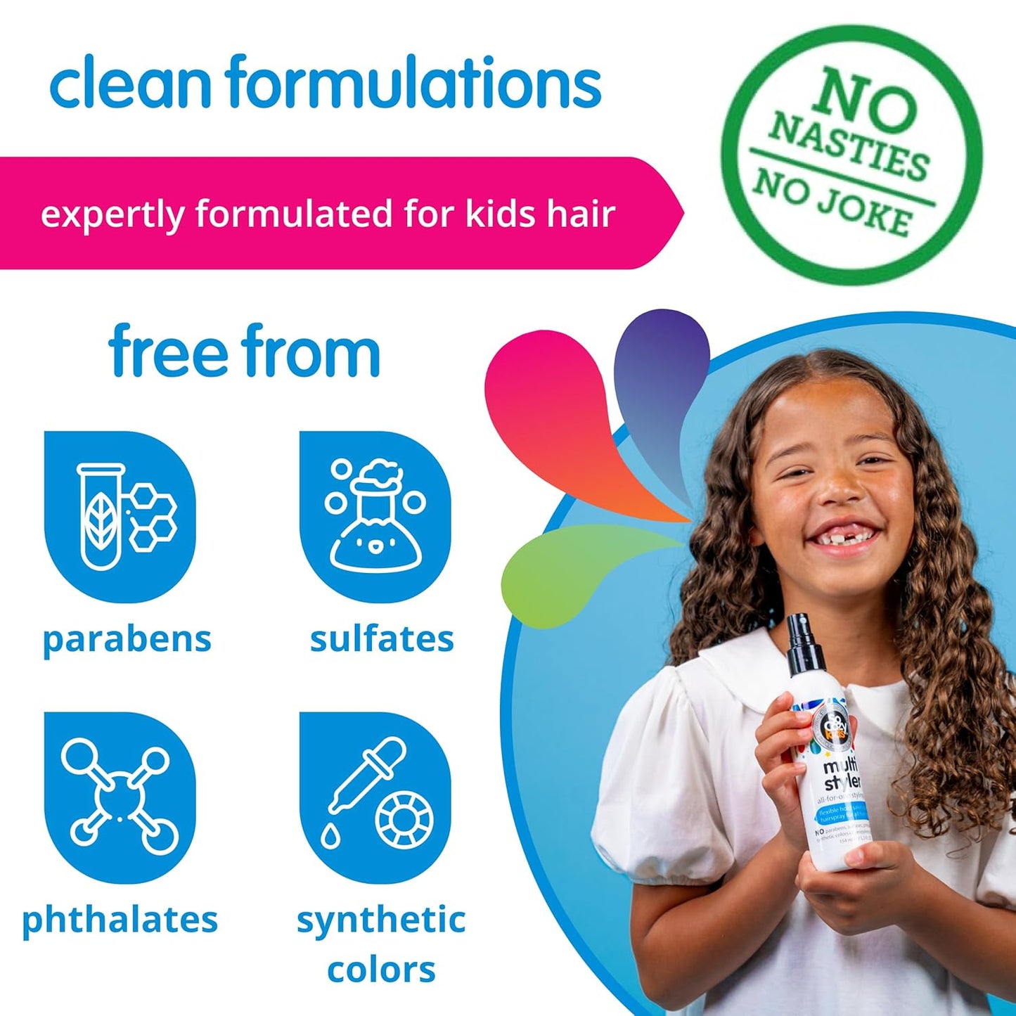 SoCozy Multi Styler Hair Spray for Kids - Gentle Formula with Quinoa & Vitamin B5 | 5.2 Fl Oz