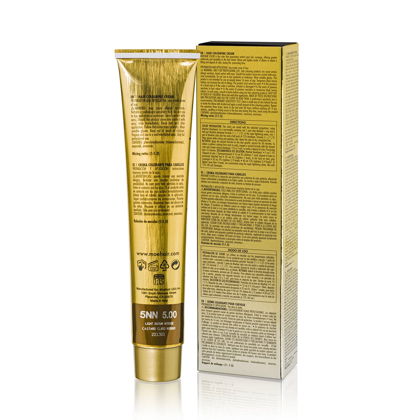 MOEHAIR 5NN Permanent Hair Color (Light Brown Intense) | Hair Dye for 100% Gray Coverage | Infused with Keratin | Adds Shine & Smoothens Hair | Non-Drippy | Double Pigmented (3.38Oz)
