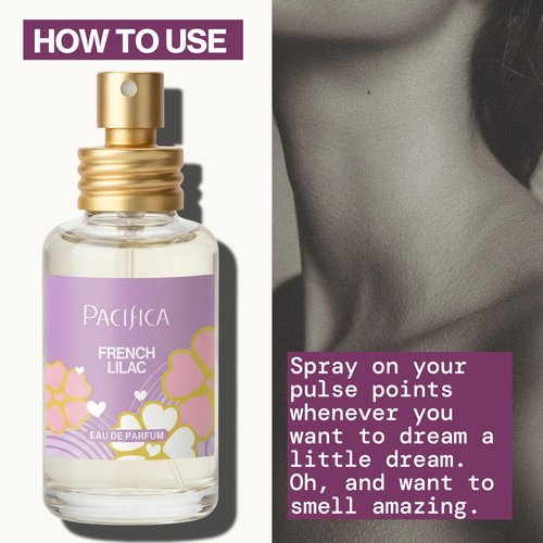 Pacifica French Lilac Spray Perfume – Clean Vegan Floral Fragrance for Women, Fresh-Cut Lilac & Powdery Magnolia Notes, Long-Lasting Romantic Spring Scent, 1 oz
