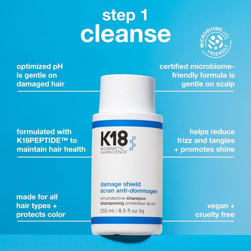 K18 Damage Shield Wash Care Set - Full-Size Color-Safe Shampoo & Conditioner | Reduces Frizz, Maintains Hair Health