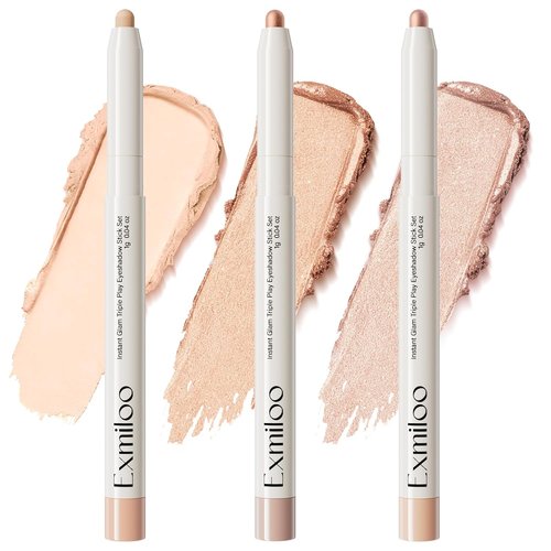 Exmiloo Cream Eyeshadow Stick Set - Waterproof, Long-Lasting Shimmer & Matte Finish | Easy-to-Blend Formula