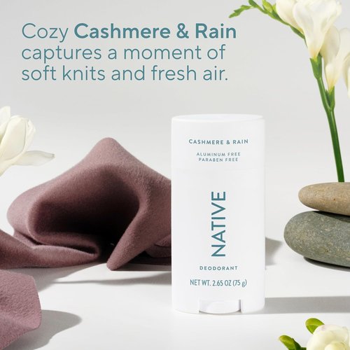 Native Deodorant | Aluminum-Free 72-Hour Odor Control for Men & Women - Cashmere & Rain, 2.65oz
