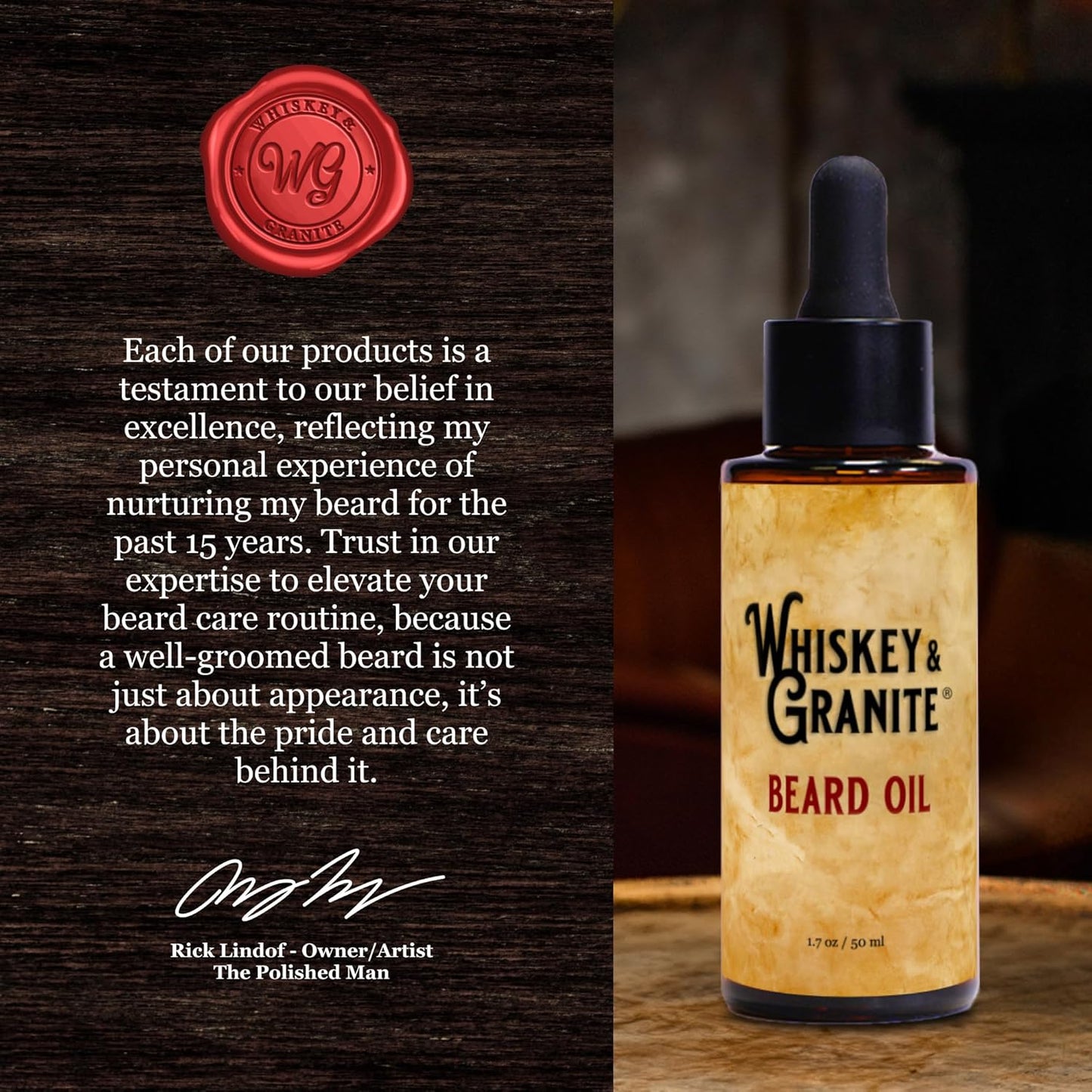 Whiskey & Granite Beard Oil - 100% Natural Beard Conditioner with Fresh Mint - 1.7 oz