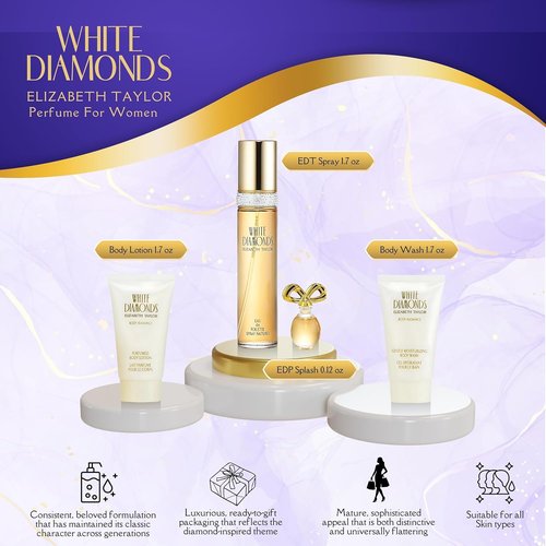 Elizabeth Taylor White Diamonds Gift Set - Perfume, Body Lotion & Body Wash | Luxurious Fragrance Collection