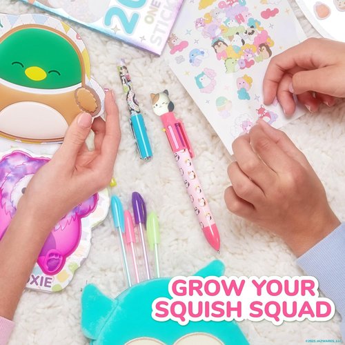 Original Squishmallows Multicolor Pen, Novelty Pen With 6 Inks and Cam the Cat Topper, Cool School Supplies, Cute Pens and Stationery, Gifts for Girls, Back to School Stuff