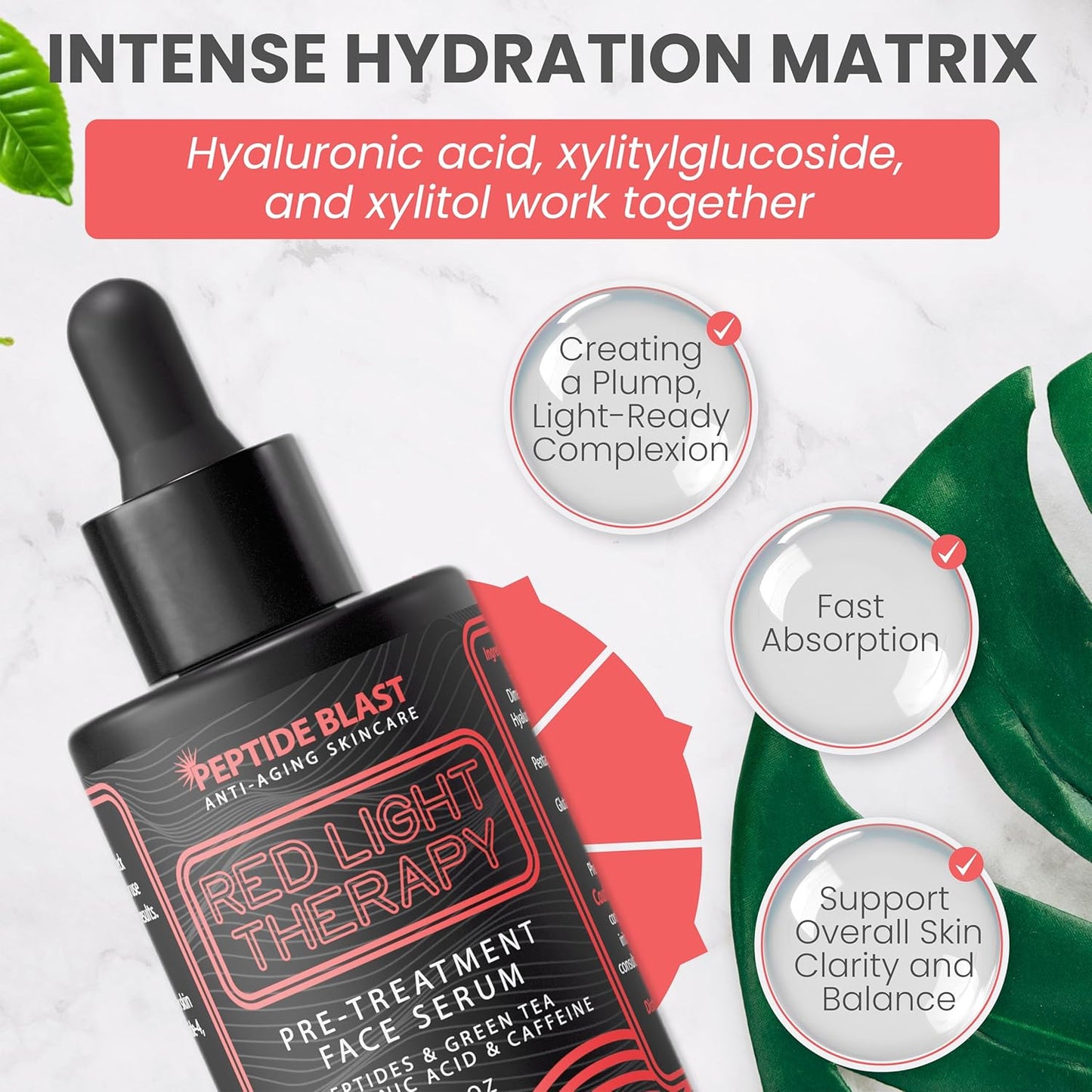 Skiennix Red Light Therapy Activation Serum - Deep Penetration with Green Tea & Hyaluronic Acid | Enhances Skin for Devices, Reduces Fine Lines & Wrinkles – 1 oz