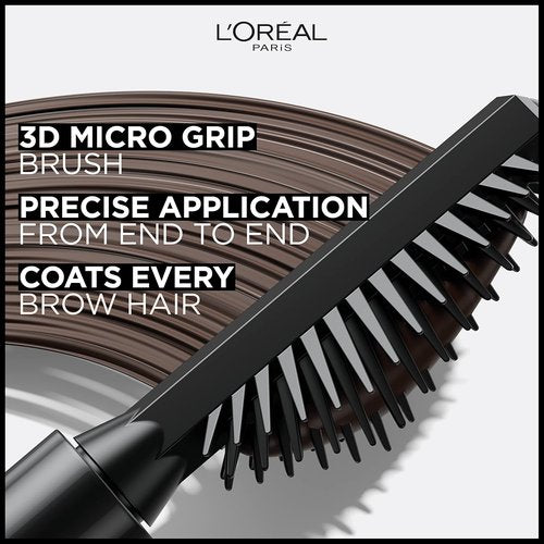 L'Oreal Paris Infallible Brow Mascara - 24H Volumizing Eyebrow Makeup for 2X Fuller Look | Light Brunette, 0.13 Fl Oz