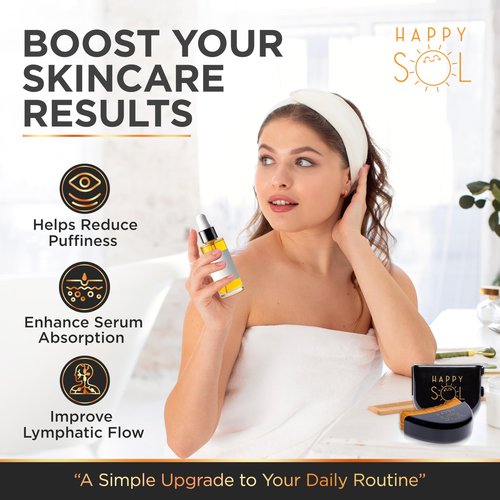 Happy Sol Lymphatic Contour Face Brush for Lymphatic Drainage, Dry Brushing Tool for Puffiness and Glow, Effective Bristles with Ergonomic Handheld Design, Compact Travel Size Cleansing Brush
