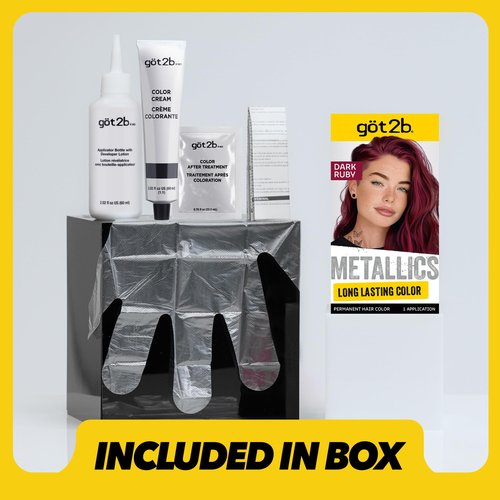 got2b Metallics Permanent Hair Dye, Dark Ruby M68, Hair Color for Women & Men, Formulated with Metallic-Shine Booster for Cool, Shimmering Tones, Lasts Up to 30 Washes, 1 Kit
