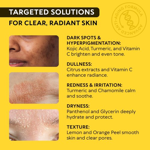 Turmeric Kojic Acid Cleansing Pads for Face - Exfoliating Sponges with Vitamin C & Lemon - Foaming Facial Wash for Glowing Skin & Uneven Tone Support - Gentle Daily Scrub