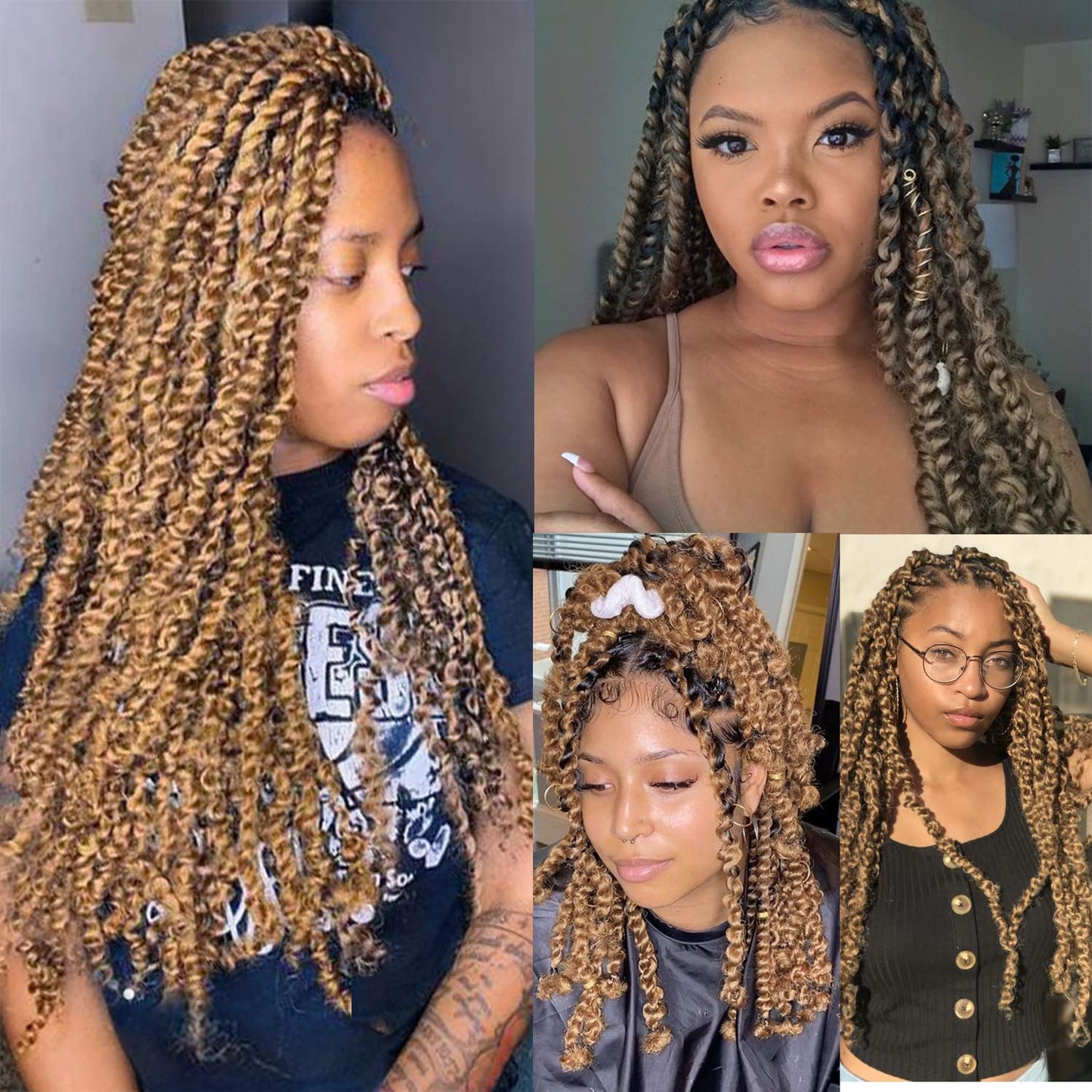 18 Inch Passion Twist Hair, Blonde Water Wave Crochet Hair for Women Passion Twist Crochet Hair Long Bohemian Synthetic Curly Passion Twists Braiding Hair Extensions (18 Inch (Pack of 2), #27)