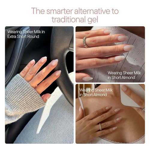 Celebritips Press On Nails - Salon U-ltimate™ | Sheer Milk, Extra Short Round | 32 Nails Kit with Glue & Sticky Tabs