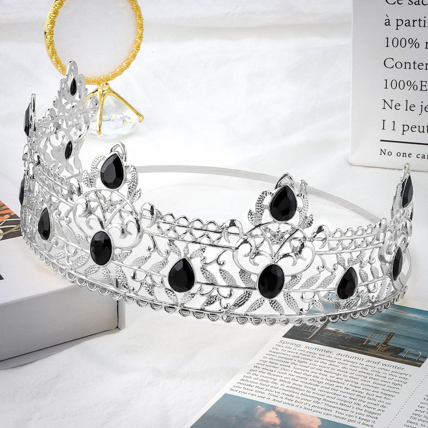 TOBATOBA King Crowns for Men, Prom King Crown Medieval Crown Royal Crown Medieval Renaissance Costume Men Prince Crown Birthday Crown Boy Hair Accessories for Birthday Halloween Costume Cosplay Silver