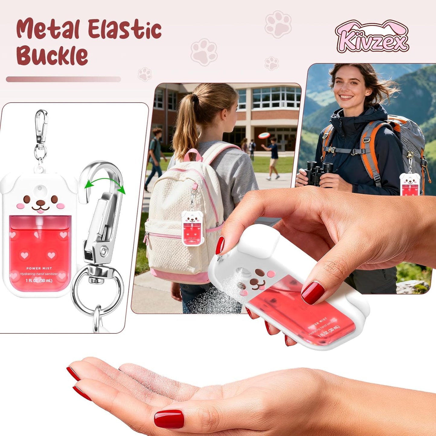Touchland Dog Silicone Case - Cute Keychain Travel Cover for Hand Sanitizer Spray 1 FL Oz/30ML