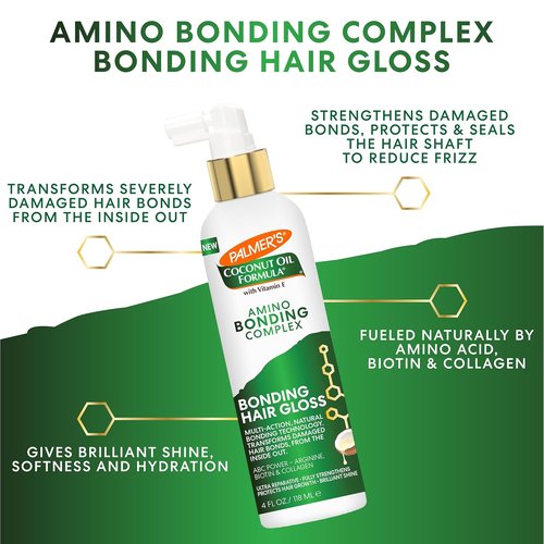 Palmer's Hair Shine Spray - Amino Bonding Complex with Coconut Oil & Vitamin E | Hydrating, Heat Protectant, 4 fl. oz