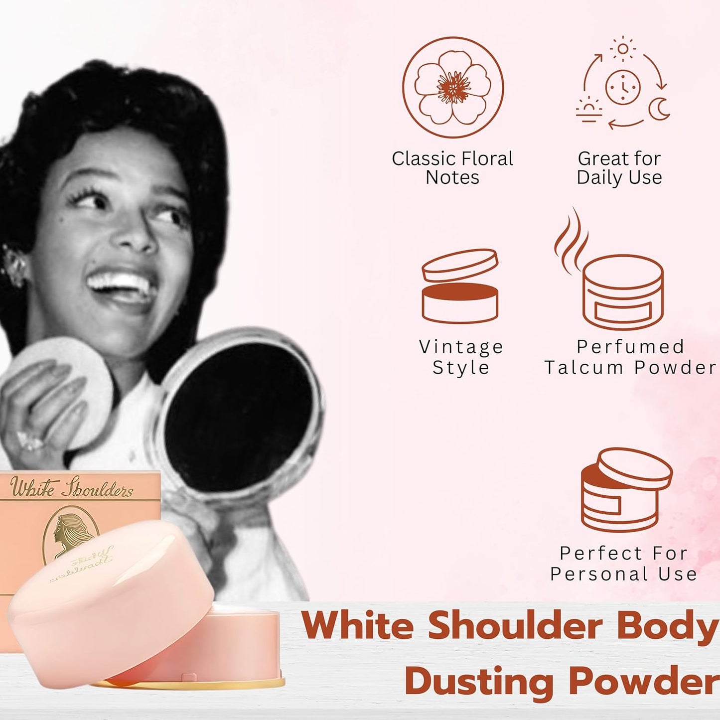 White Shoulders by Evyan Bath Powder for Women - 2.6 Oz | Luxurious Fragrance & Soft Skin