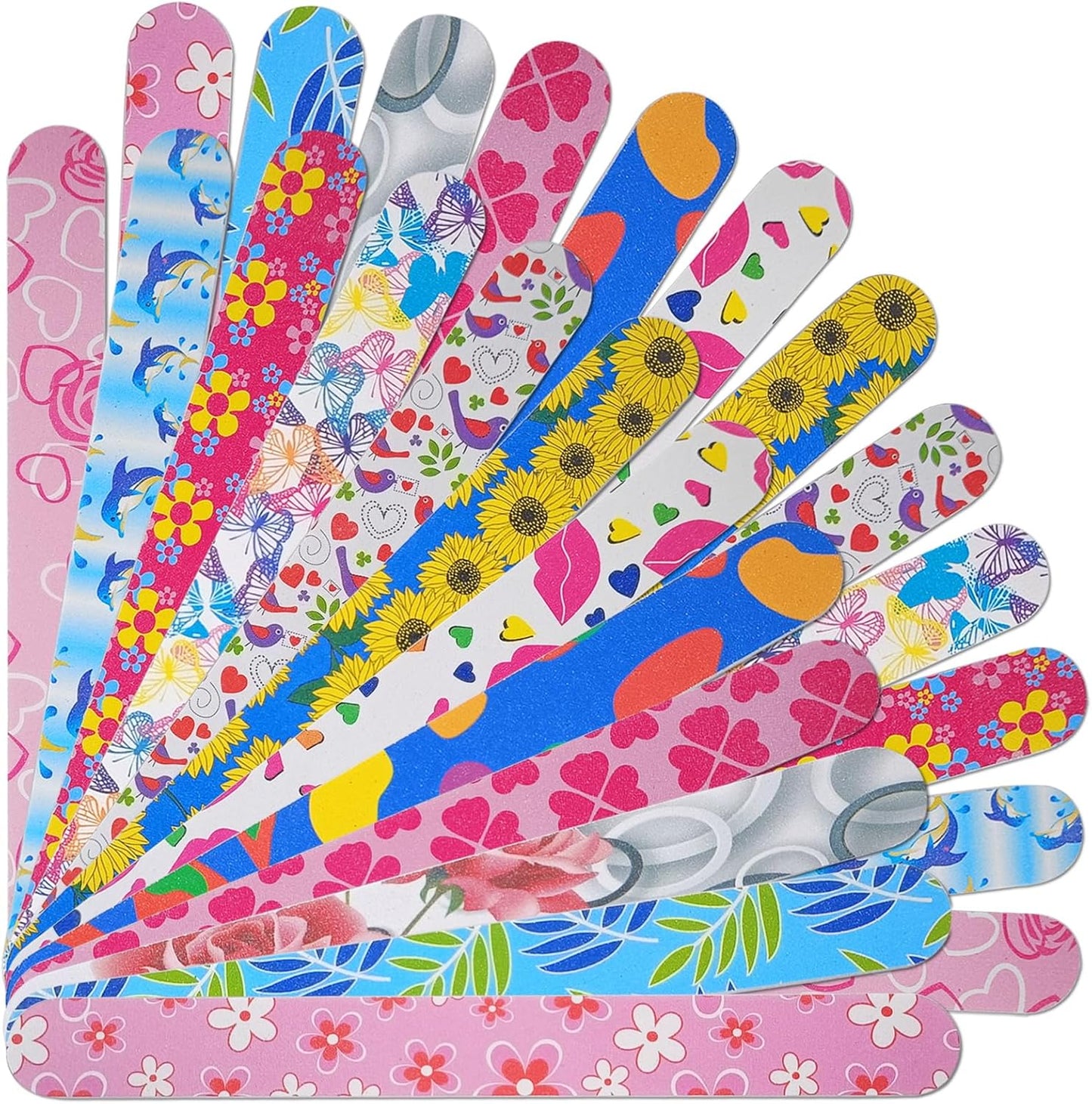 Skiennix Nail Files - Colorful Emery Boards for Natural Nails | Double-Sided 180 Grit, 24 Pack
