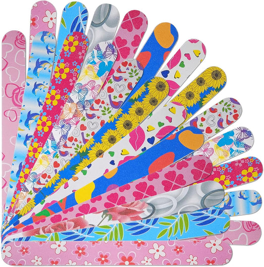 Skiennix Nail Files - Colorful Emery Boards for Natural Nails | Double-Sided 180 Grit, 24 Pack