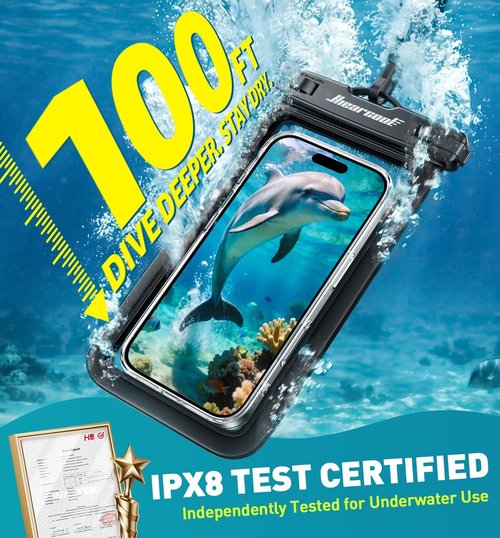 Hiearcool Waterproof Phone Pouch - IPX8 Waterproof Case for iPhone 17/16/15/14 Pro Max | Touch Screen, 2 Pack, Lanyard Included