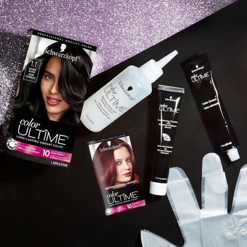 Schwarzkopf Color Ultime Hair Dye - Permanent Raven Black with Diamond Brilliance | Fade-Resistant, Covers Grays