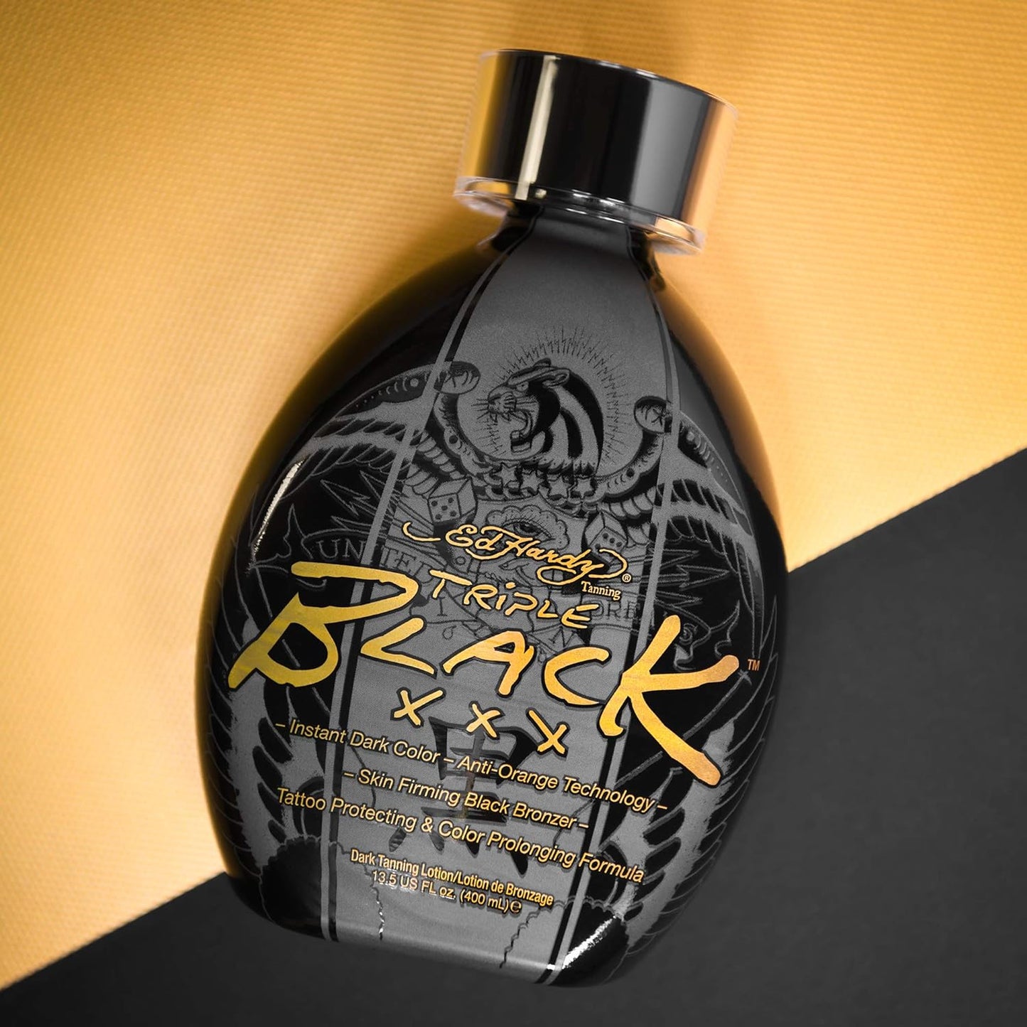 Ed Hardy Instant Dark Color Tanning Lotion - BLACK XXX Formula, 13.5 oz for Deep Tan