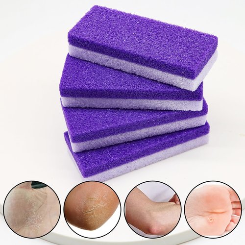 Foot Pumice Stone 4 Pack Pedicure Stone for Feet Pumice Sponge for Feet Callus Remover and Scrubber Double Sided Pedicure Foot Pumice Stone for Feet and Heels Callus and Dead Skins (Purple)
