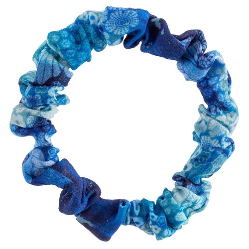 Karma 4-Set Slim Hair Scrunchies for Women - Slim Elastics Hair Bands Scrunchy Hair Ties, Girls Hair Accessories - Great Gift for Holiday Seasons, Blue Oasis