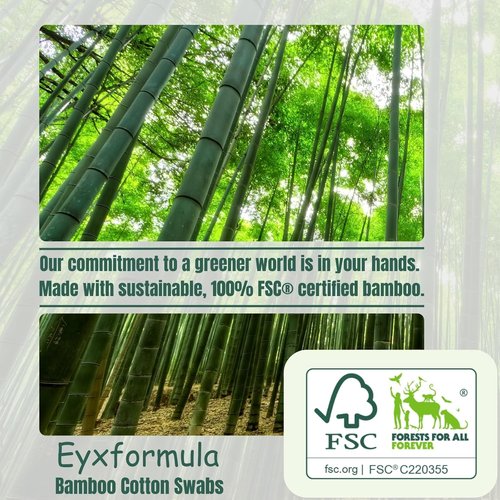 Eyxformula Organic Cotton Swabs - 1000 Count Biodegradable Double-Tip Buds for Ear Cleaning & Beauty