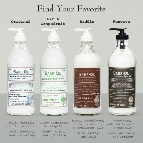 BARR-CO. Shea Butter Lotion - Tranquil Milky Scent with Oat, Vanilla & Vetiver | 16 fl oz for Sensitive Skin