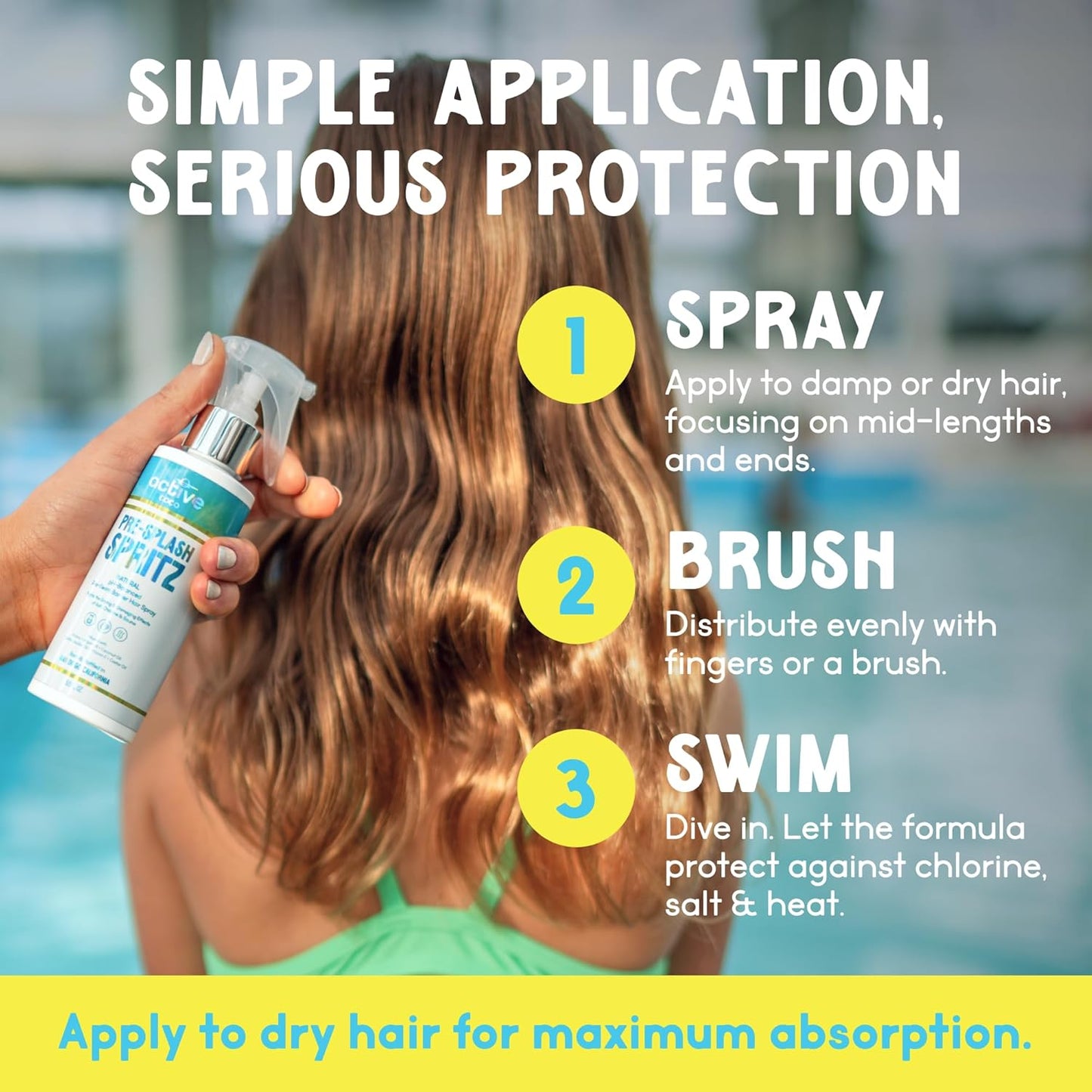 Skiennix Pre-Swim Hair Protection Spray - Chlorine & Salt Water Defense | Coconut Oil & Aloe Vera Leave-In Conditioner for Color-Treated Hair - Made in USA