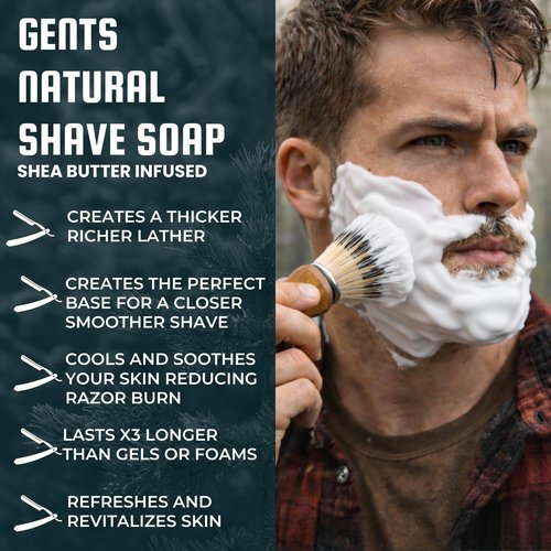 GBS Men's Shaving Soap 97% All Natural Enriched With Shea Butter and Glycerin, Creates Rich Lather Form