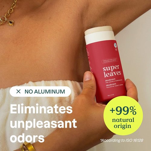 ATTITUDE Plastic-Free Deodorant - EWG Verified, Aluminum-Free, Vegan, 3 Oz | Vine Leaves & Pomegranate