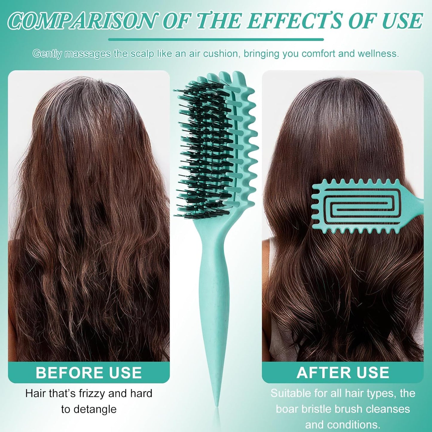 Skiennix Curl Defining Brush - Detangling & Styling Tool for Curly Hair, Reduces Frizz, Green
