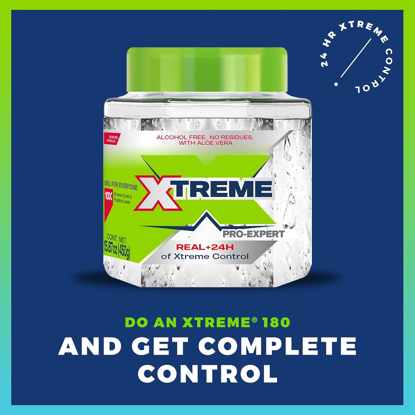 Xtreme Pro-Expert Clear Styling Hair Gel. Alcohol Free, 24-Hours Xtreme Control With Aloe Vera,15.87 Oz jar (Pack of 2)