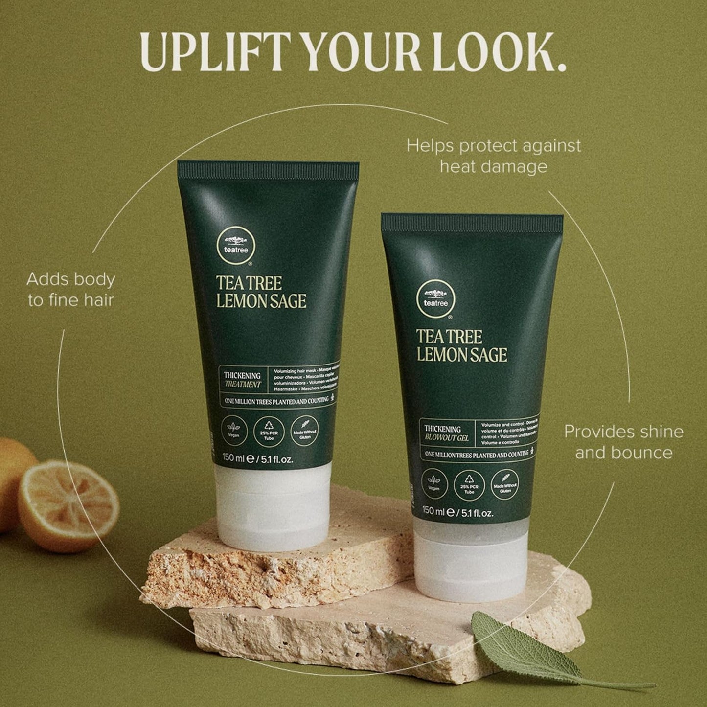 Tea Tree Lemon Sage Volumizing Blowout Gel - Thickening Hair Gel for Fine Hair, 5.1 fl. oz