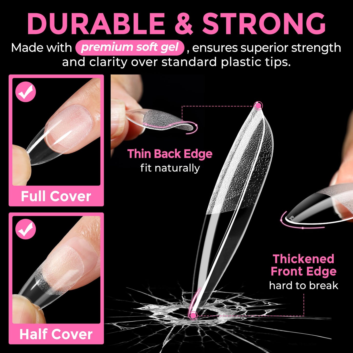 UNA GELLA GEL NAIL TIPS FOR ACRYLIC NAIL TIPS SOFT GEL TIPS