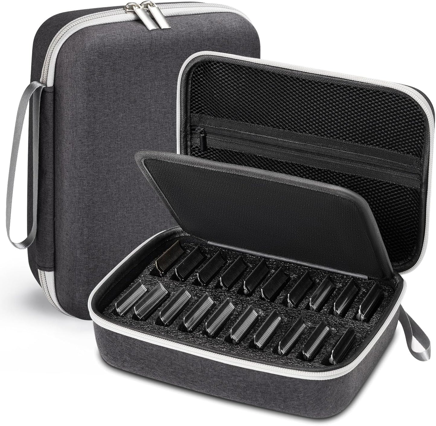 Noverlife Hair Clipper Guard Blades Holder Case, Barber Guard Blades Storage Bag for 20 Metal Clipper Guards Hard Blade Storage Travel Case, Protective Stylist Carrying Case for Grooming Blade