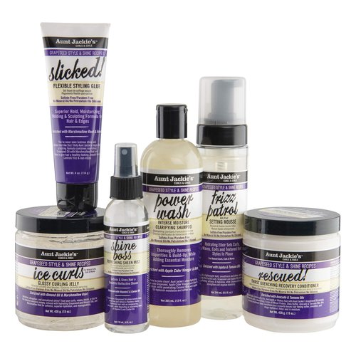 Aunt Jackie's Grapeseed Style and Shine Recipes Ice Curls Glossy Curling Jelly, Hydrates, Softens, Makes Waves, Curls and Coils Easier to Style, 15 oz (Pack of 2)